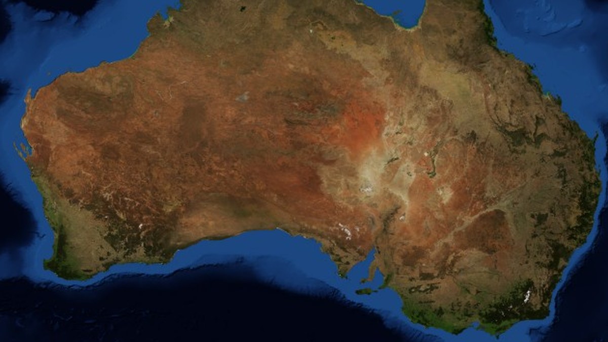 Imagen satelital de archivo de Australia; se usa como contexto geográfico y no documenta ninguno de los centros de datos anunciados.